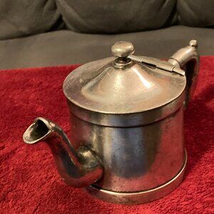 ANTIQUE 1920's Cecilware Milk/Tea Pot/Creamer w/ Lid-Silver Plate-6.5"D-4"H-VGUC